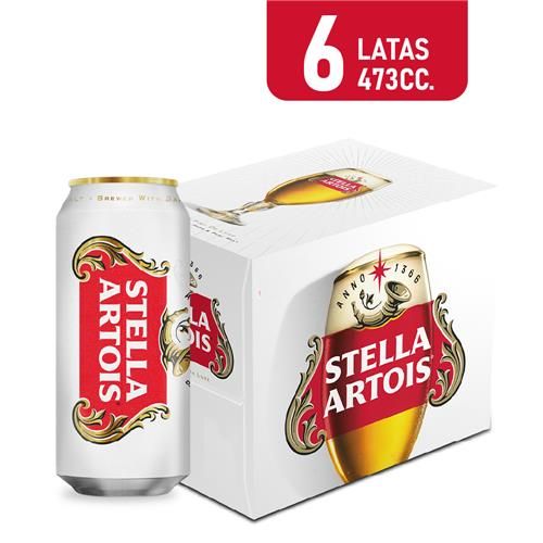 Cerveza Stella Artois Pack 6 Latas 473Ml